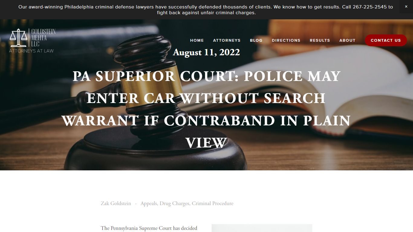 PA Superior Court: Police May Enter Car Without Search Warrant if ...