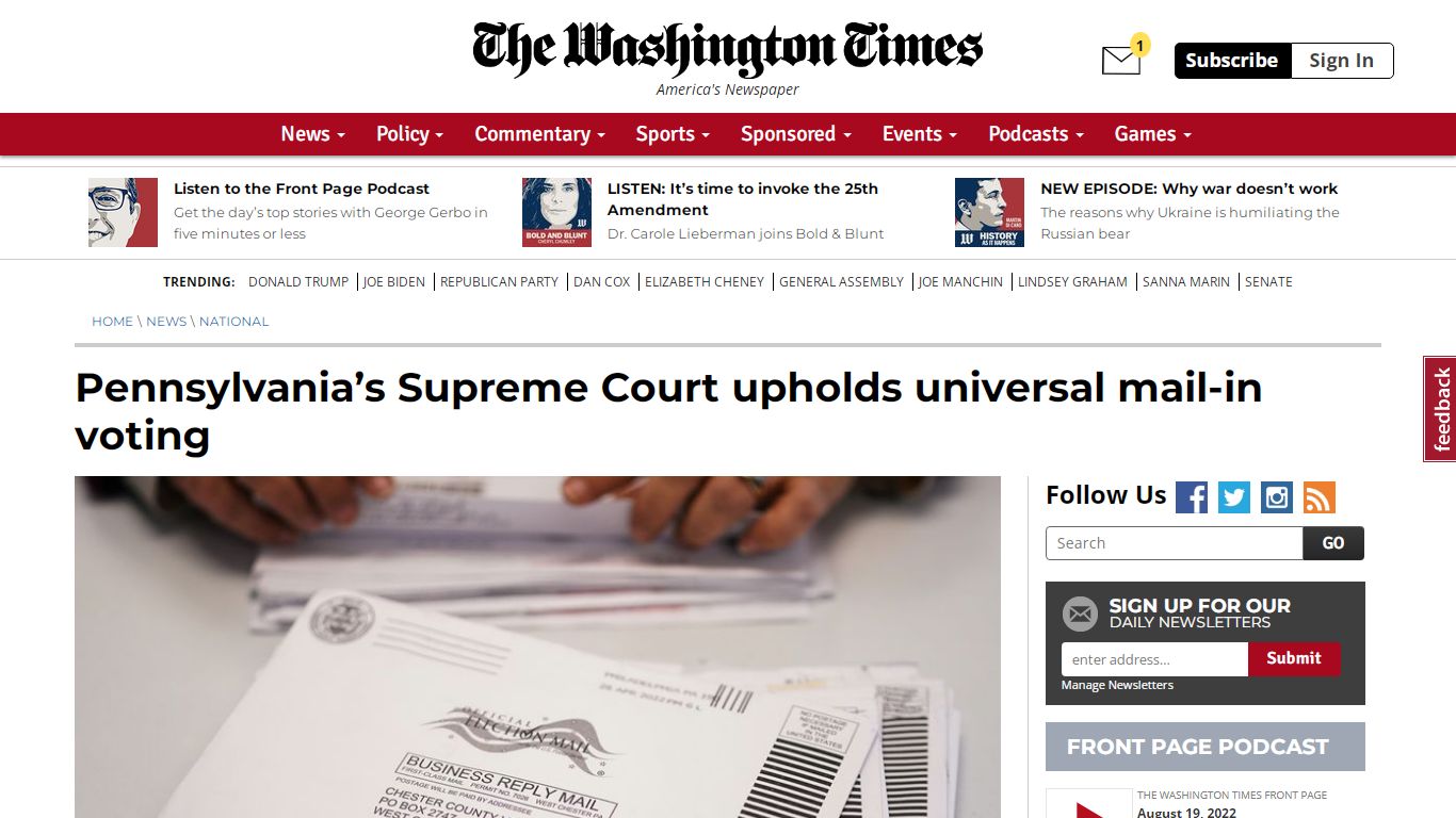Pennsylvania’s Supreme Court upholds universal mail-in voting